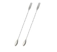 Cuillère de bar, 2 pièces, 32 cm, cuillère à cocktail avec fourchette, cuillère longue en acier inoxydable, mortier à cocktail, accessoires de bar, cuillère de dégustation