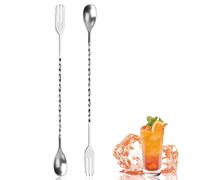 Cuillère de Bar Cuillère à Mélanger les Cocktails, Cuillère à Mélanger les Cocktails, Cuillère à Mélanger en Acier Inoxydable à Long Manche, Convient aux Bars et Cafés2pcs