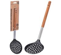 Cuillère de cuisine en acier et bois d'acacia pour éliminer l'eau 35 cm