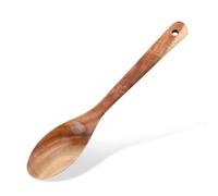Cuillère de Cuisine en Bois - Cuillère à mélanger en bois à long manche - Ustensile de Cuisine Naturel et Durable - Cuillère en Bois pour Cuisiner - Traitement Naturel à l'Huile Alimentaire