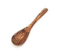 Cuillère de cuisine Hambourg à large poignée courbée, longueur au choix, fabriquée à la main en bois d'olivier (grand : 3