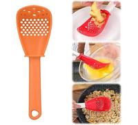 Cuillère de cuisine multifonction 6 en 1 - Spatule polyvalente avec séparateur d'œufs, écumoire et cuillère à purée pour les tâches de cuisine quotidiennes (1, orange)