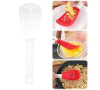Cuillère de cuisine multifonction 6 en 1 - Spatule polyvalente avec séparateur d'œufs, écumoire passoire et cuillère à purée pour les tâches de cuisine quotidiennes (1, blanc)
