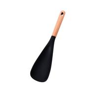 Cuillère de cuisine multifonction, idéale pour la cuisine et le service, louche et spatule en silicone pour ustensiles de cuisine antiadhésifs, cuillère à manche en bois pour mélanger, cuillère et