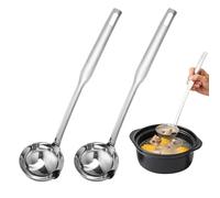 Cuillère de Filtre à Huile, Louche à Soupe Séparateur D'huile en Acier Inoxydable, Séparateur de Graisse Cuillère à écumoire Hot Pot pour la Maison, le Restaurant, le Pique-nique (Argenté*2)