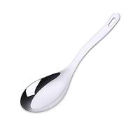 Cuillère de service à long manche pour soupe, riz, dessert, ustensile de service en acier inoxydable avec trou de suspension (argenté)