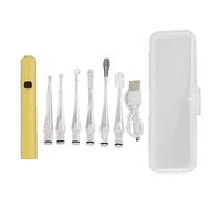 Cuillère d'oreille 6 Embouts de cuillère d'oreille Rechargeable par USB lumière LED Blanche Outil de Retrait de nettoyant de cérumen pour Enfants Adultes Voyage à Domicile en