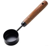 Cuillère doseuse à café en acier inoxydable de 15 ml avec poignée en noyer, cuillère à expresso durable pour marc de café, épices et ingrédients de cuisson, cuillère à soupe gravée (noir, 15 ml)