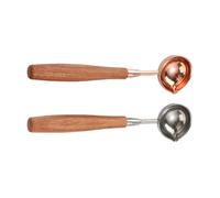 Cuillère Doseuse avec Manche en Bois 2 Pièces en Acier Inoxydable | Mesurette pour Café, Poudre de Lait et Assaisonnement, Lot Domestique, Finition sans Bavure, Nettoyage Facile