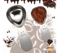 Cuillere Doseuse en Acier Inoxydable,Cuillère Doseuse Café avec Poignées Courtes,Cuillere a Cafe Ronde,Measuring Spoons,pour Café Moulu, Grains, Poudre(15ml,30ml)