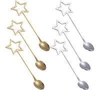 Cuillère En Acier Inoxydable Étoile, NALCY 6 Pièces Mini Cuillère à Café, Cuillère Étoile Ensemble De Cuillères De Service Petite Cuillere a Dessert (14,5 cm)