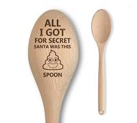 Cuillère en bois gravée - Cadeau Secret Santa amusant grossier et méchant pour adultes - « All I Got for Secret Santa was This Shit Spoon » - Cadeau de cuisine abordable et amusant - Parfait pour