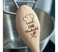 Cuillère en bois personnalisée King of the Kitchen - Cuillère et poignée en bois gravés - Cadeau de fête des pères - 31 cm