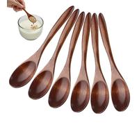 Cuillere en Bois, Wefaly 6 Pièces Cuillere en Bois de Cuisine Petite Cuillère Cuill ère à Miel Louche en Boi s pour Thé Café Confiture Miel Marron (14.5×3.2cm)