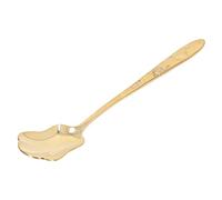 Cuillère en métal doré, cuillère à glace avec style feuille de palmier, cuillère à mélanger le thé en laiton, vaisselle antirouille pour le sucre, le miel, le dessert, le café,