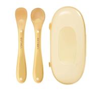 Cuillère En Silicone | 2 Pièces Ustensiles D'Alimentation Ergonomiques De Qualité Alimentaire Avec Étui De Rangement,Cuiller de Service en Silicone | Pour Poussée Dentaire Crèche Voyages Liquides Puré