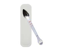 Cuillère en silicone | Double extrémité avec boîte de rangement | Cuillères alimentaires pour apprentissage | pour purée de fruits, glace, maison, école, voyage, pique-nique, restaurant, camping,