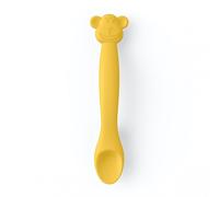 Suavinex Cuillère en silicone pour bébés, +4 mois, Cuillère flexible avec manche long. Cuillère souple pour les gencives sensibles. Compatible Lave-vaisselle. Motif Singe. Couleur jaune