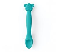 Suavinex, Cuillère en silicone pour bébés, +4 mois, Cuillère flexible avec manche long. Cuillère souple pour les gencives sensibles. Compatible Lave-vaisselle. Motif Singe. Couleur verte