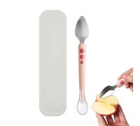 Cuillère en silicone | Ustensiles cuisine à double tête dentelée | Cuillères alimentaires pour apprentissage | pour purée de fruits, glace, maison, école, voyage, pique-nique, restaurant, camping,