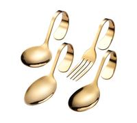 Cuillère et fourchette à manche courbé en acier inoxydable, vaisselle de cuisine, cuillère de service polyvalente pour réunion de famille, fête, Camping, ustensiles de repas en plein air