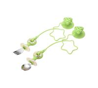 Cuillère et fourchette incassables pour tout-petits - Avec chaîne de prévention de perte de base d'aspiration - Pour une alimentation indépendante - Facile à prendre en main - Cuillère et fourchette