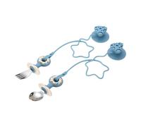 Cuillère et fourchette incassables pour tout-petits - Avec chaîne de prévention de perte de base d'aspiration - Pour une alimentation indépendante - Facile à prendre en main - Cuillère et fourchette