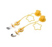 Cuillère et fourchette incassables pour tout-petits - Avec chaîne de prévention de perte de base d'aspiration - Pour une alimentation indépendante - Facile à prendre en main - Cuillère et fourchette