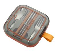 Cuillère et fourchette pliables en acier inoxydable pour l'extérieur et le bureau. Cet ensemble de couverts est un style de vie nomade (orange)