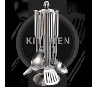 Cuillère et spatule à long manche en acier inoxydable 304 pour wok et lave-vaisselle (B)