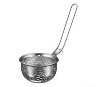 Cuillère filtrante pliable avec poignée étendue pour paniers et poêles à frire, passoire à mailles fines en acier inoxydable 304 pour la maison (cercle)