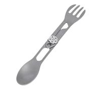 Cuillère fourchette rotative en de titane - Outil de camping pliable 3 en 1 | Couverts multifonctionnels pour l'extérieur | Spork léger de 16,6 cm avec décapsuleur, portable et compact
