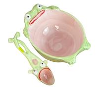 Cuillère Grenouille Amusante - Bol Grenouille Créatif avec Cuillère - Ensemble D'Alimentation Pour Bébé En Céramique - Pour Cuisine Maison Fête Repas Adultes Femmes Filles Soupe Dessert