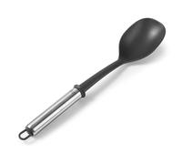 Cuillère lisse en acier inoxydable, robuste et élégante, mesure 20 cm, facile à nettoyer. Conçu pour servir des aliments et une utilisation quotidienne.