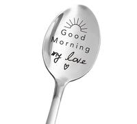 Cuillère longue personnalisée pour crème au chocolat, cuillère gravée en acier inoxydable, cadeau Saint-Valentin pour petite amie, argent, 19 cm