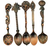 Cuillere Maison Sucre 5 PCS Occident Cuillères de cuillères à café Boire la crème glacée Outils d'agitation Spoe Cuillère Cuisine Accessoires cuisine Restaurants Poignée(Redbronze)