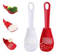 Cuillère multifonction 2 pièces, cuillère de cuisson multifonction fendue résistante à la chaleur pour cuisiner, égoutter, écraser, râper, séparer, rouge et blanc