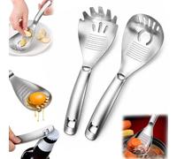 Cuillere Multifonction 5 en 1 en Acier Inoxydable 304/316,Avec Presse Puree,SéParateur D'œUfs,Ouvre-Bouteille,CuillèRe MéLangeuse,RâPe à Gingembre Pour Cuisiner,Moudre,éGoutter (2PCS-304 B)