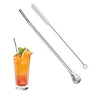 Cuillère paille filtre à boire en acier inoxydable avec filtre et fonction mélangeur | Tiges réutilisables Bombilla pour café, thé, partenaire, cocktails et soupe | Accessoires portables zéro sable