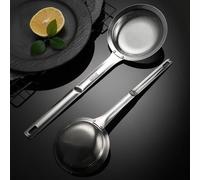 Cuillère passoire à mailles fines en acier inoxydable pour écumer l'huile et la mousse des bouillons chauds, filtrer les jus frais et tamiser les ingrédients secs (taille L)