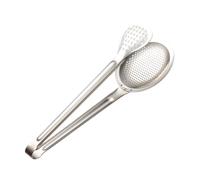 Cuillère passoire - Cuillères fendues pour la cuisine | Cuillère à écumoire | Pince de cuisine avec cuillère à écumoire | Cuillères passoires 2 en 1 en acier inoxydable | Louche en métal à prise en