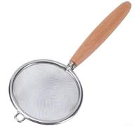Cuillère passoire en acier inoxydable 304 avec poignée ergonomique en bois pour filtrer les jus, les huiles et les petits ingrédients en toute sécurité (trompette)