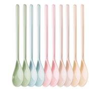 Cuillere Plastique 10pcs, Cuillères Colorées À Long Manche Réutilisable Anti-gouttes Cuillères À Mélanger Pour Café Dessert Le Riz Café Boissons Œufs Glaces Confiture Miel Ménage Boutique