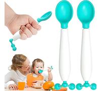 Cuillère pour enfants, cuillères pour tout-petits à changement de couleur rotative à 360 °, cuillère à détection de température pour enfants, cuillère rotative à gravité avec poignée antidérapante