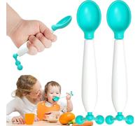 Cuillère pour enfants, cuillères pour tout-petits à changement de couleur rotative à 360 °, cuillère à détection de température pour enfants, cuillère rotative à gravité avec poignée antidérapante