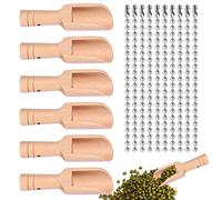 Cuillère Pour Les épices, 10 Pièces Petite Cuillère En Bois, Mini Cuillère En Bois Pour Sels De Bain, Cuillère à Thé, Cuillère à Lessive (Avec Collier De Perles)