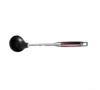 Cuillère pour service Silicone Acier 37cm Résistante Cuillère(Wok Ladle) | Manche pour bois naturel, tête silicone souple, protège poêles antiadhésives, longueur 42cm, élégant