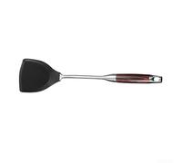 Cuillère pour service Silicone Acier 37cm Résistante Cuillère(Wok Spatula) | Manche pour bois naturel, tête silicone souple, protège poêles antiadhésives, longueur 42cm, élégant