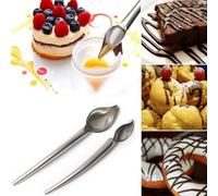 Cuillère réutilisable en acier inoxydable pour chocolat et dessert sauce écriture et passepoil sur gâteaux et assiettes (L)