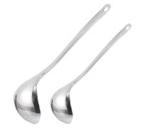 Cuillère Séparatrice à Soupe 2 Pièces, Manche Long | Finition Miroir Brillante, Trou Suspendre, Bords Lisses, pour Soupes et Bouillons Cuisine